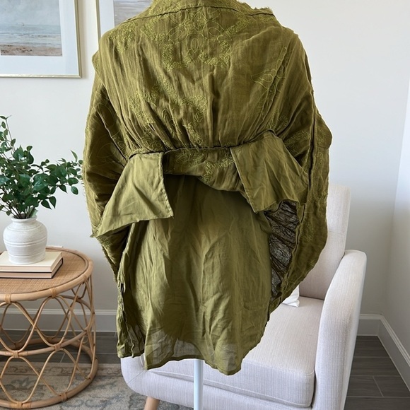 NWOT Free People Picking Petals Embroidered Mini Tunic Dress in Cardamom Seed XS - Picture 12 of 12